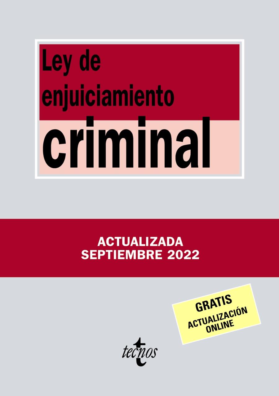 LEY DE ENJUICIAMIENTO CRIMINAL (519) 2022 | 9788430985685 | EDITORIAL TECNOS | Llibreria Cinta | Llibreria online de Terrassa | Comprar llibres en català i castellà online | Comprar llibres de text online